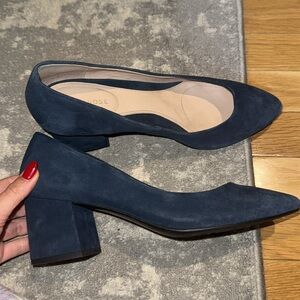 TARYN ROSE Navy Suede Heels Size 40.5 (Size 10)